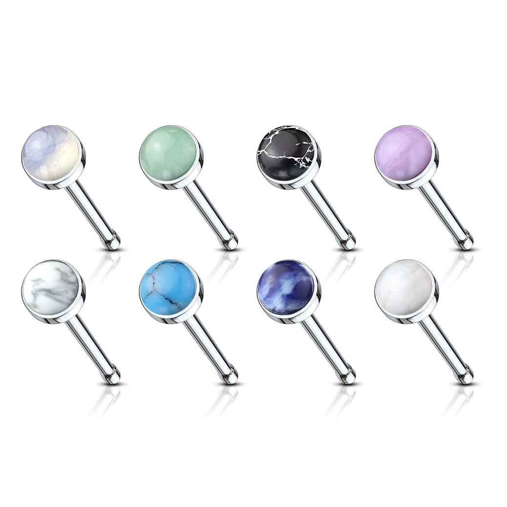 Nose stud with gemstone in different colors
