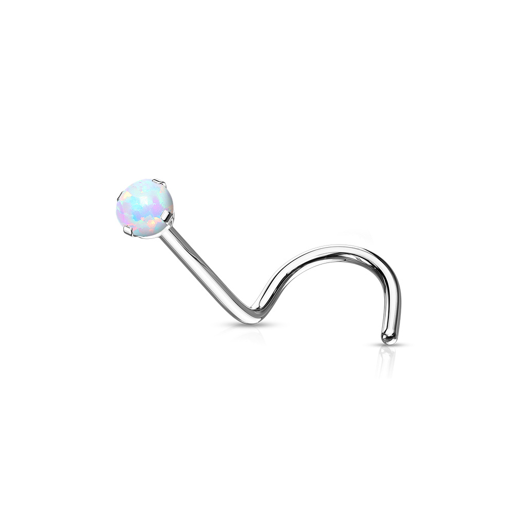 Nose screw made of titanium with opal stone