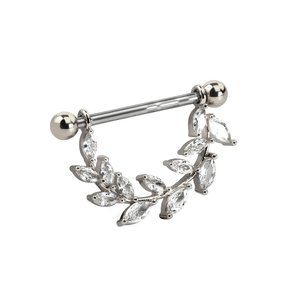 Nipple shield with studded leaves