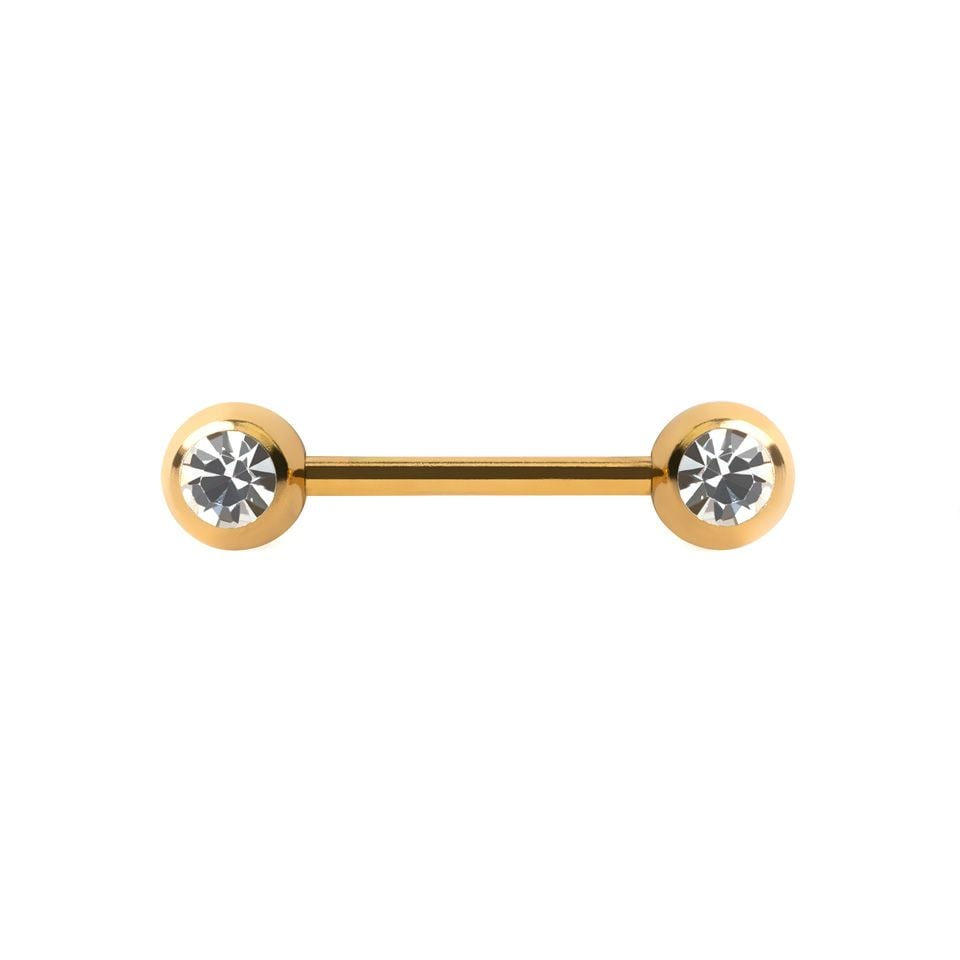 Nipple barbell with crystal gems