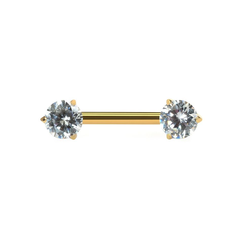 Nipple barbell titanium with stones