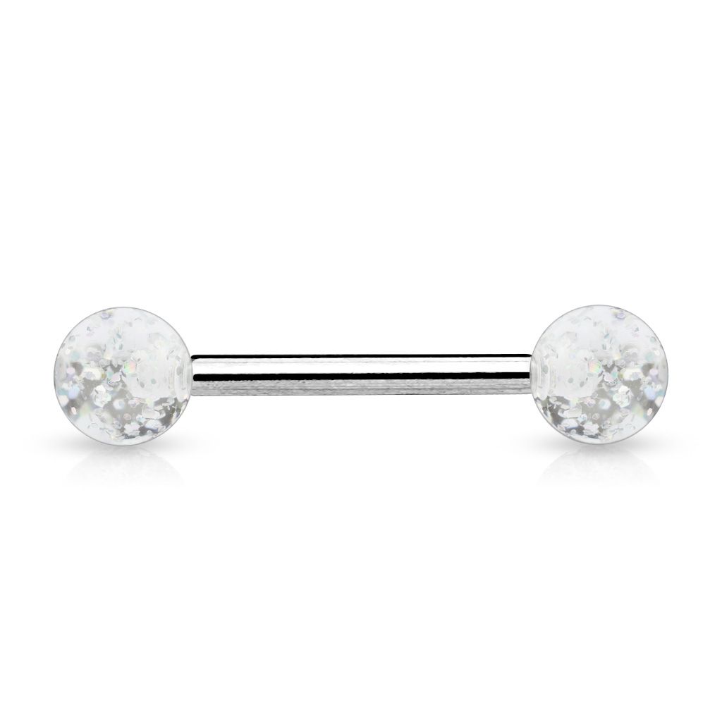 Tongue barbell made of surgical steel with acrylic balls in your choice of color