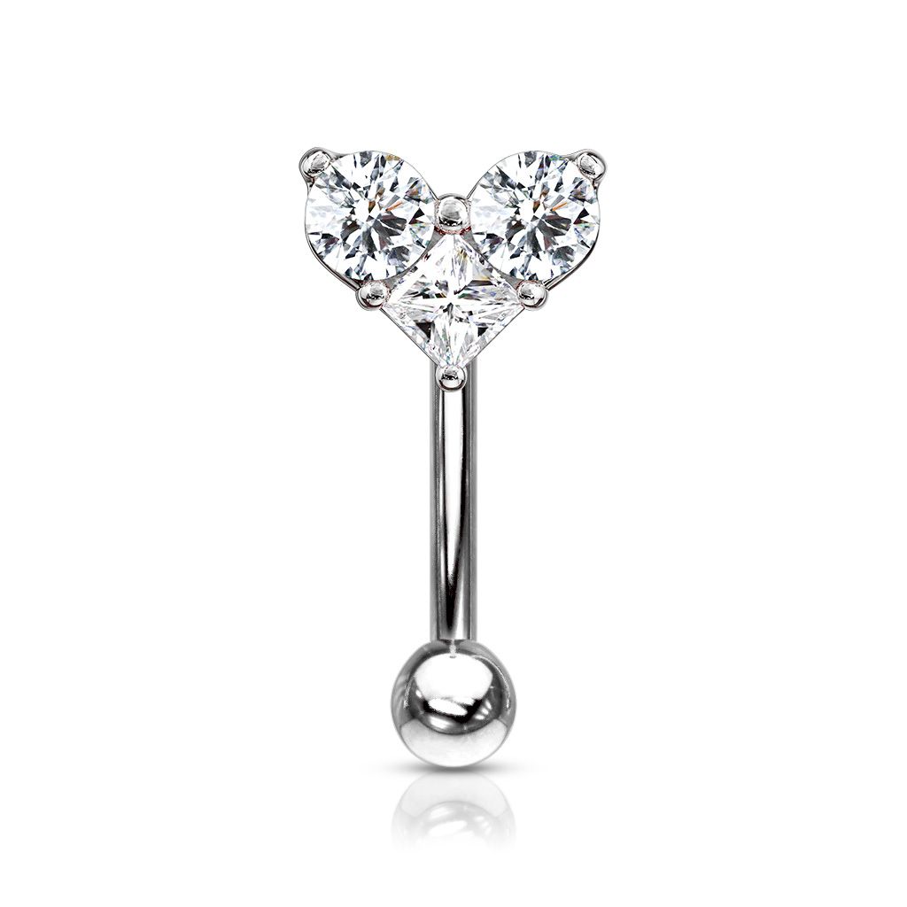 Curved barbell with a heart shape top