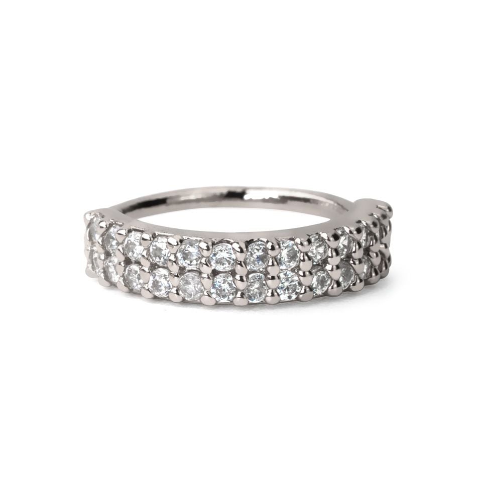 Ring with double row of clear stones