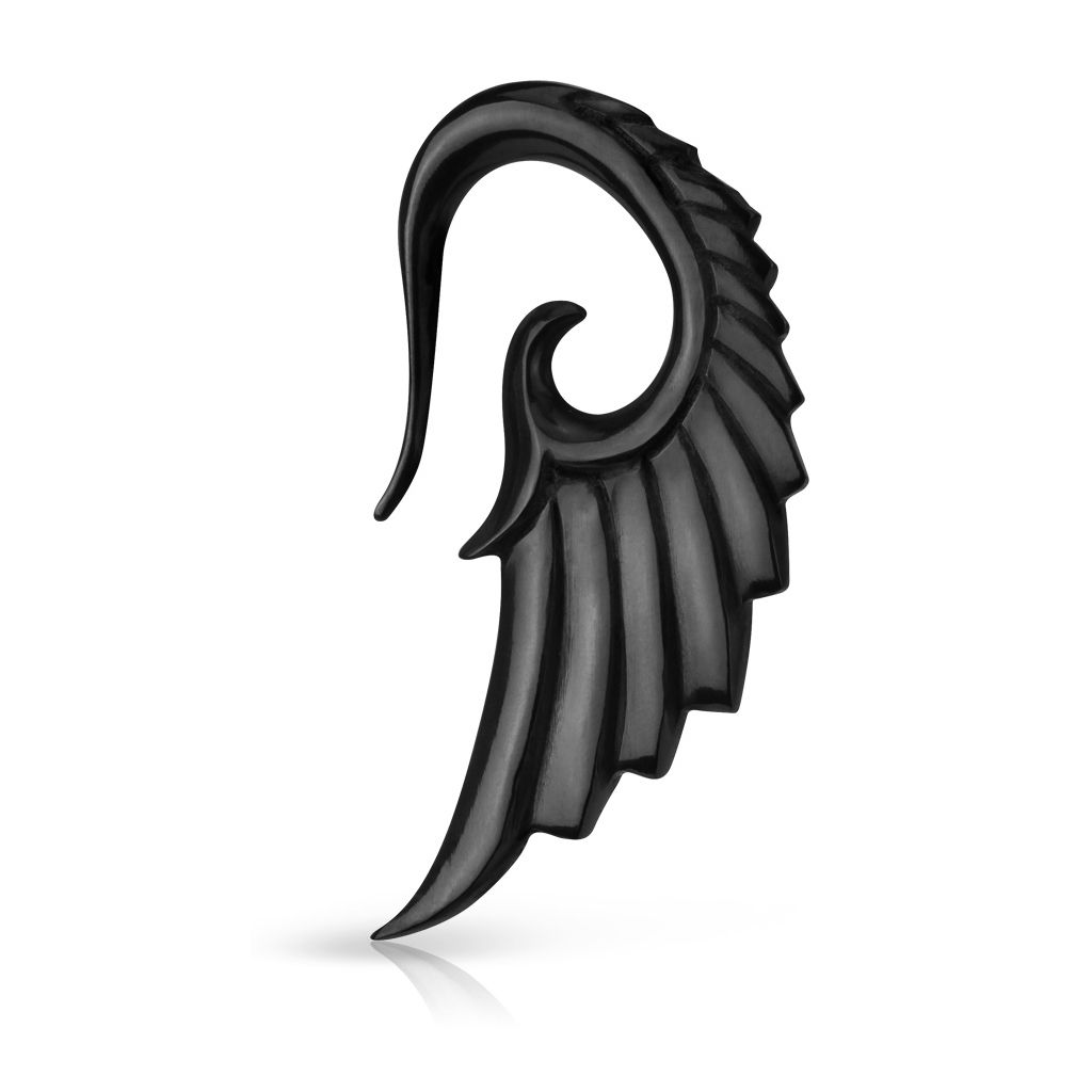 Hanger with hand-carved angel wing from horn