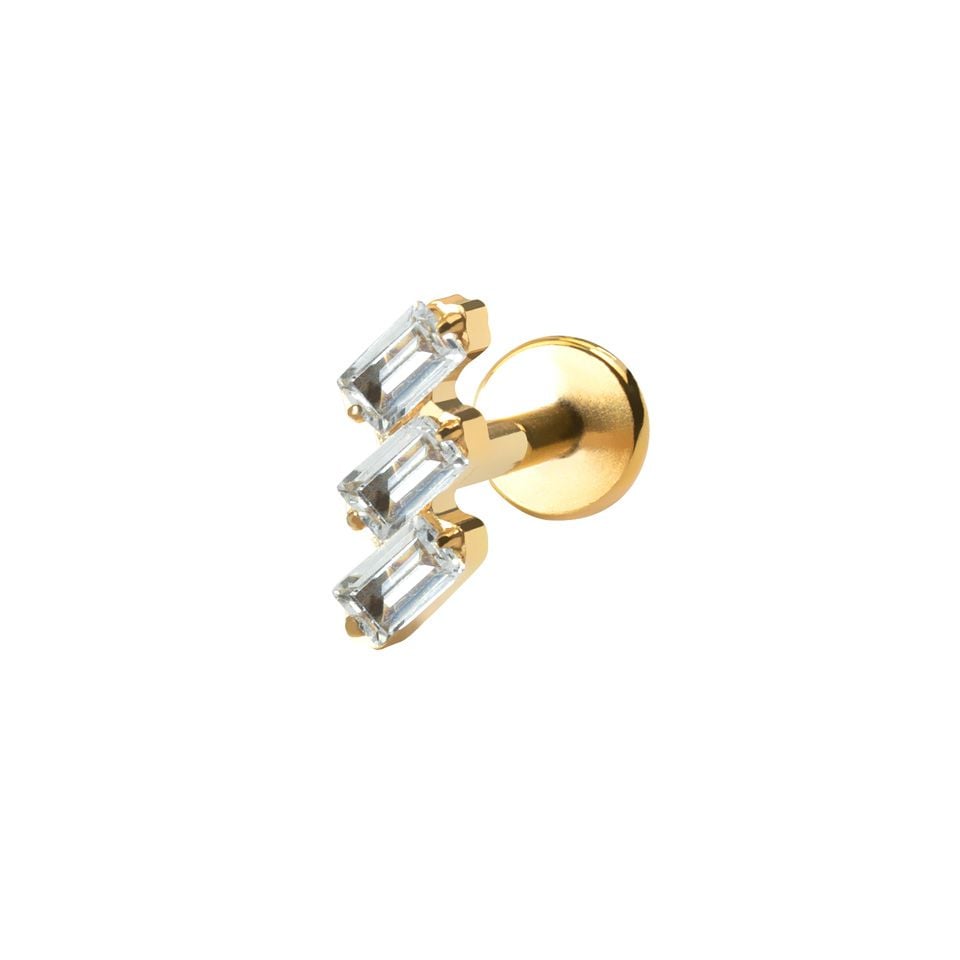 Labret od titanija s baguette kamenčićima