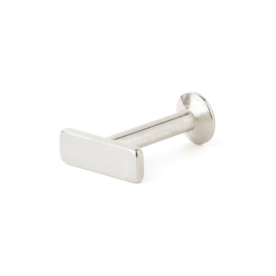 Labret with internally threaded post and rectangular top