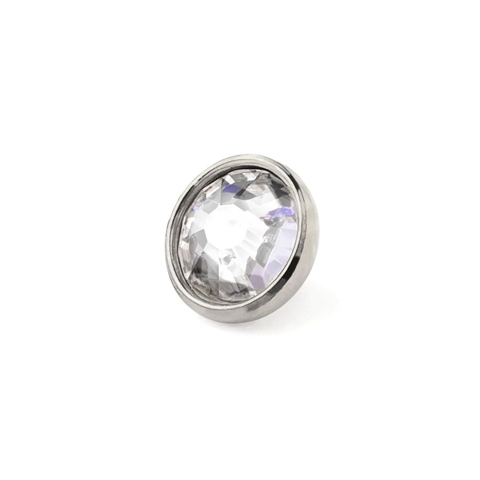 Dermal top jewelry made of titanium with colored stone