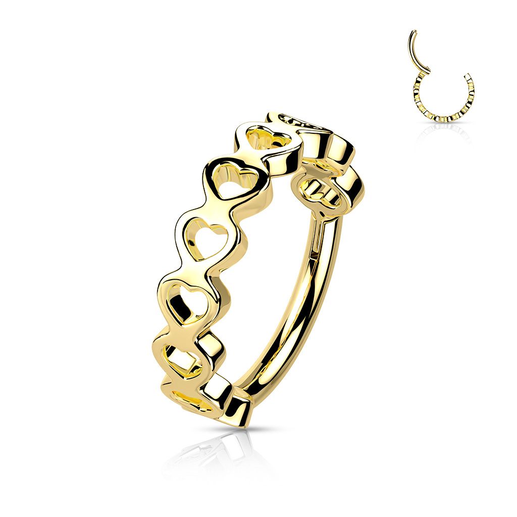Hinged segment ring with side facing hearts