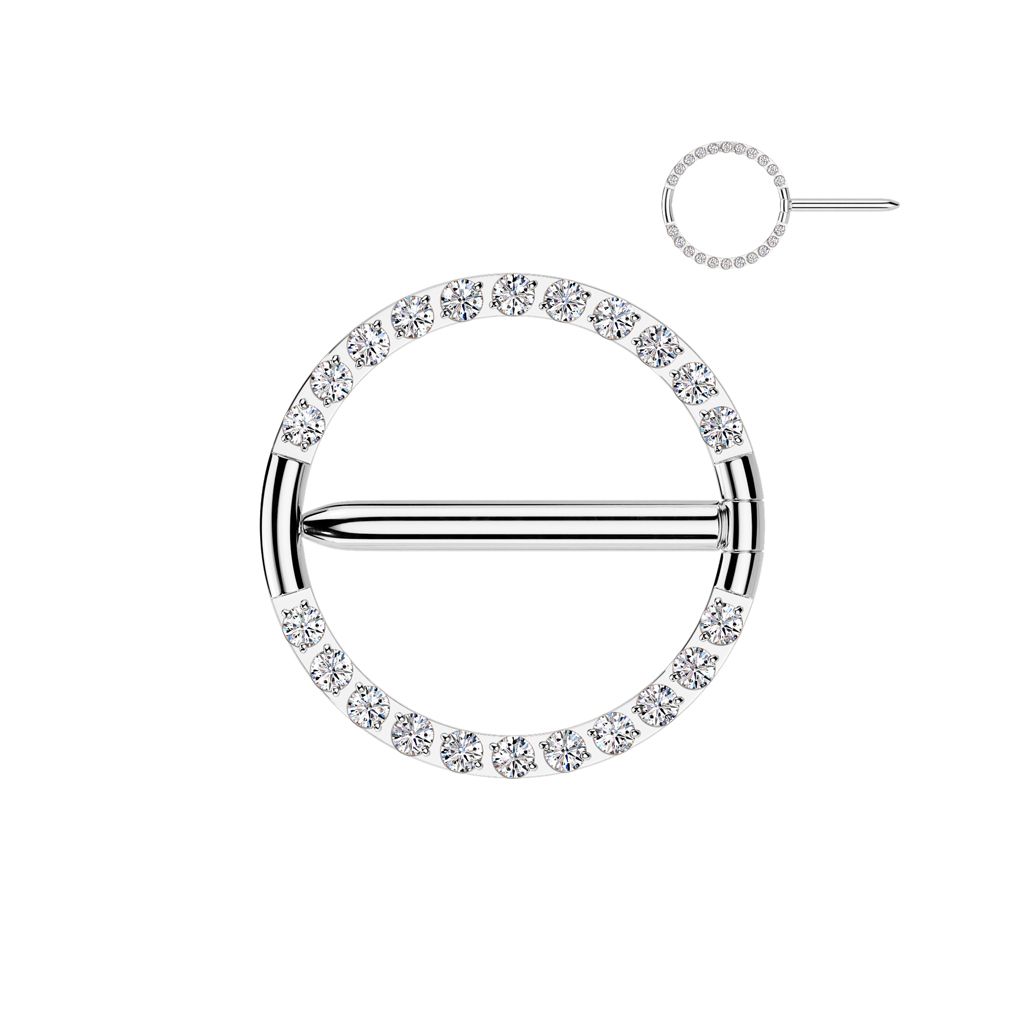 Titanium nipple clicker with pave stones