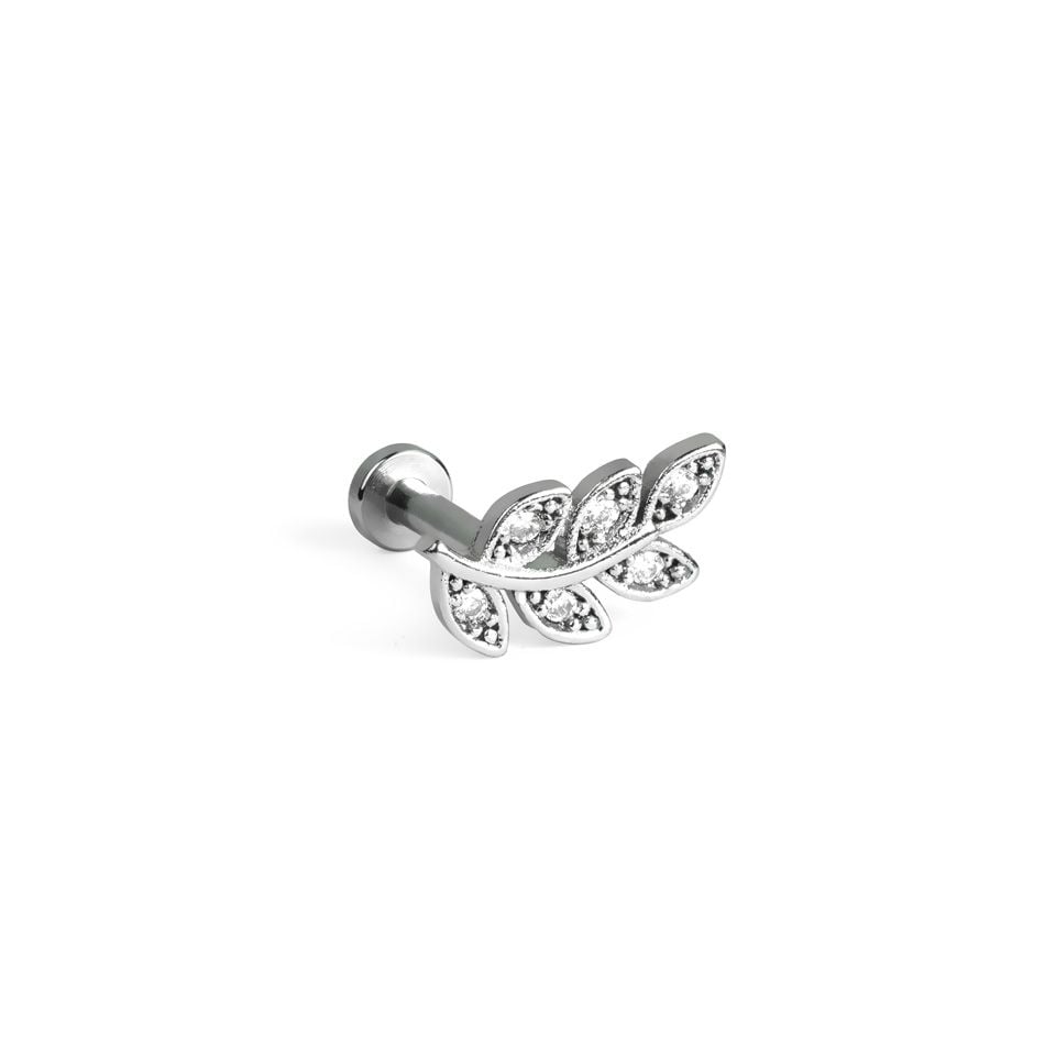 Labret internally threaded with studded leaf