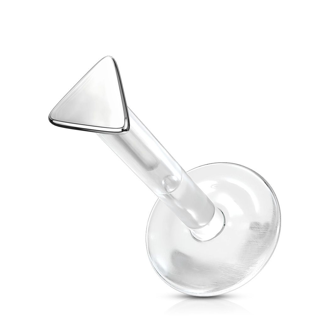 Labret with triangular bead made of 14k gold