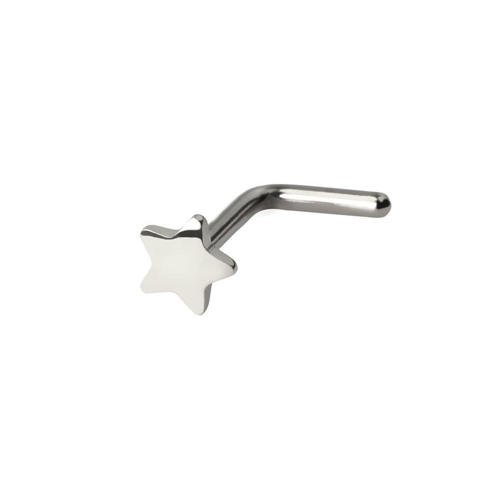 Titanium nose stud with star