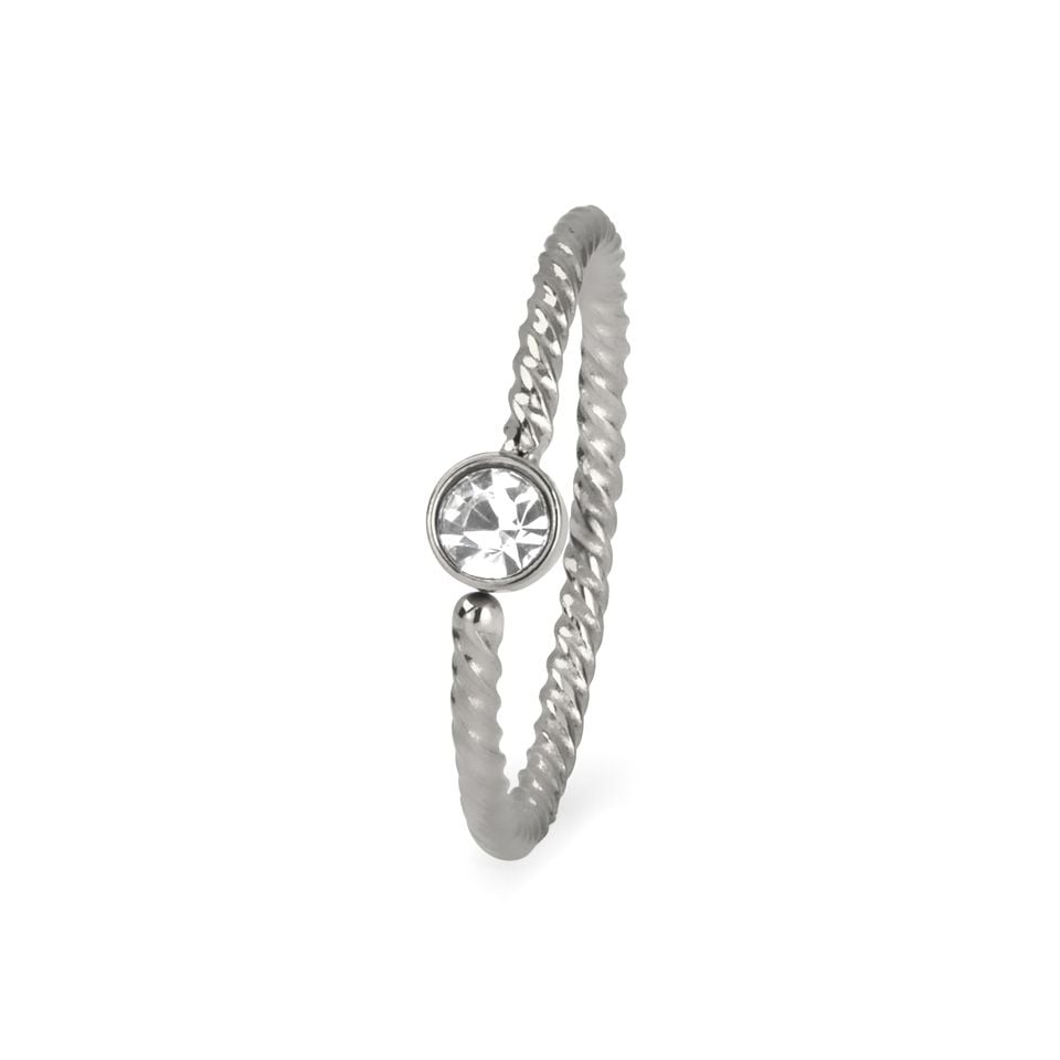 Ring with twisted band and fixed stone