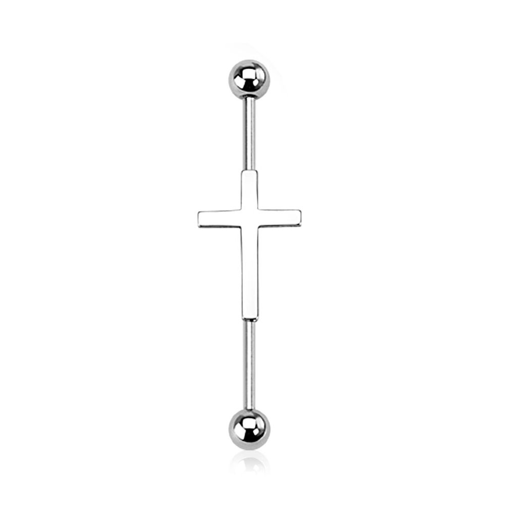 Industrial barbell with cross charm