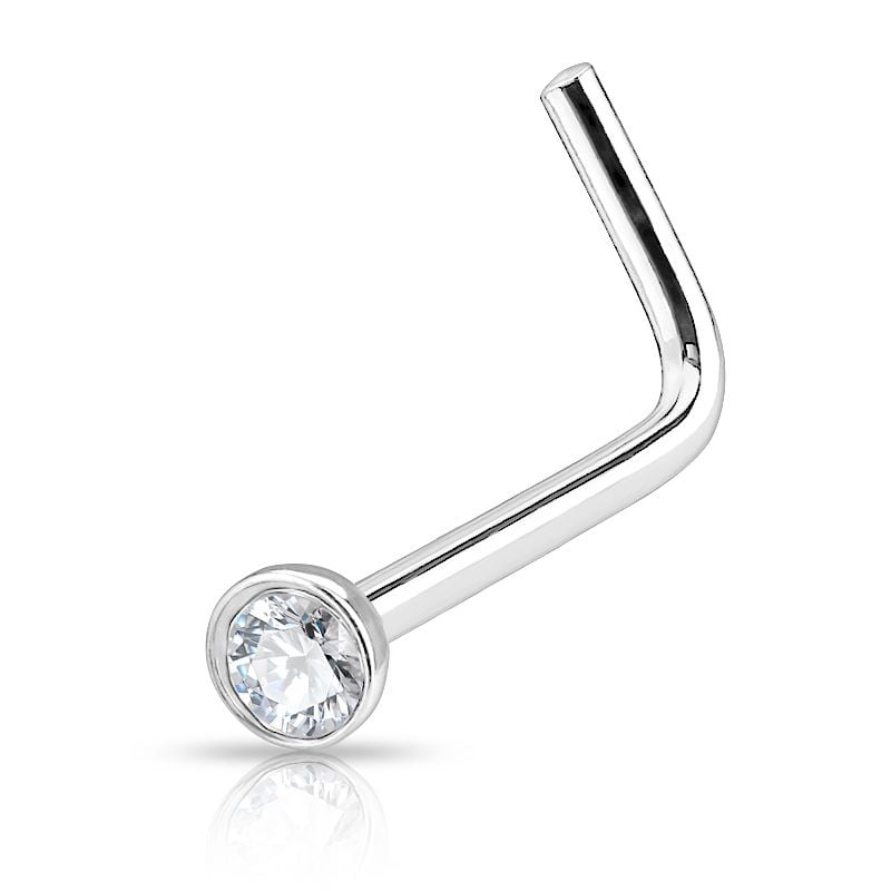Nose stud made of titanium with stone