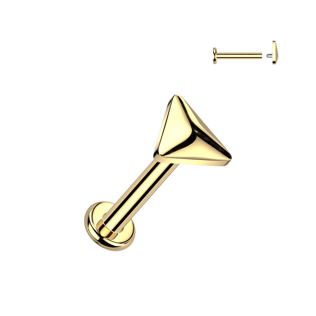 Triangle top titanium labret with internal thread