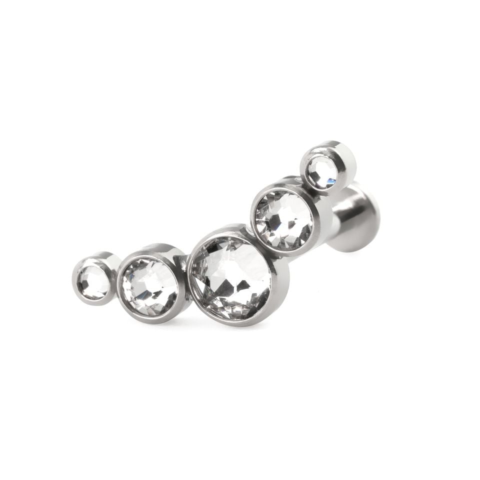Push-in labret od titanija s 3 ili 5 kamenčića
