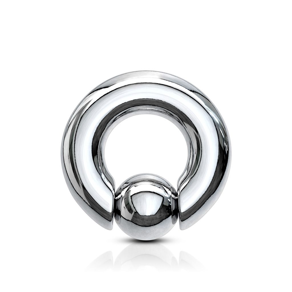Captive bead ring in large size with pop-out ball