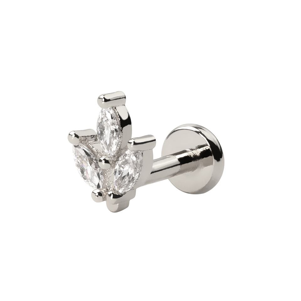 Push-in labret with marquise stones