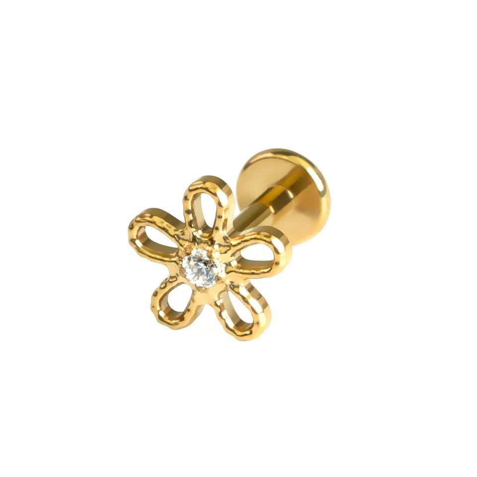 Flower labret in titanium