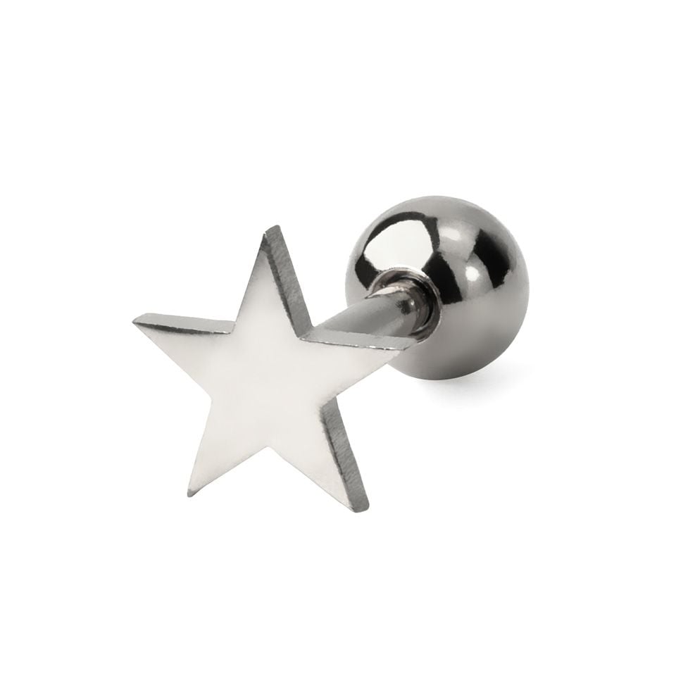 Ear piercing in different colors with design