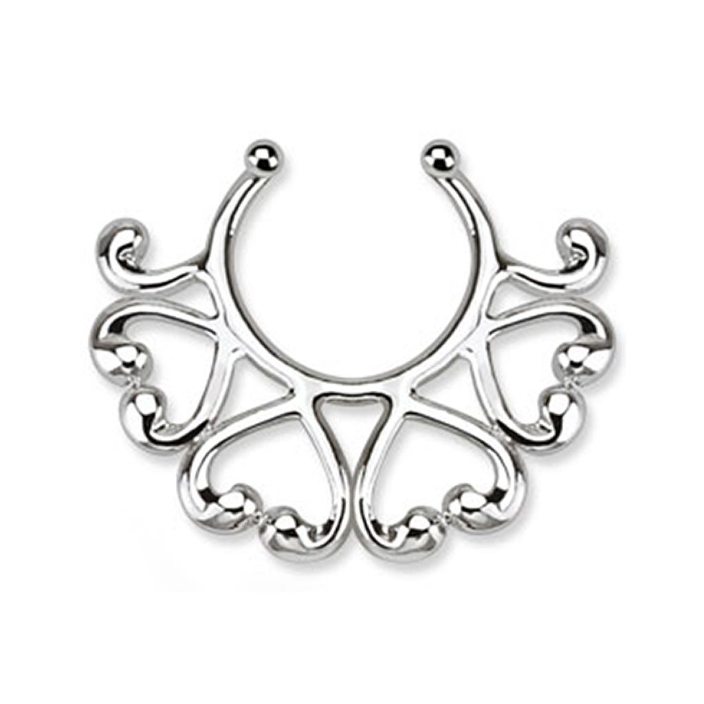 Fake nipple piercing with half heart edge
