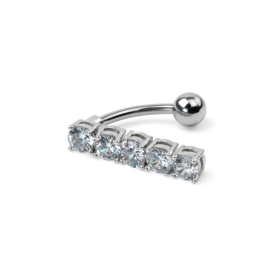 Reverse belly button ring with moving joints