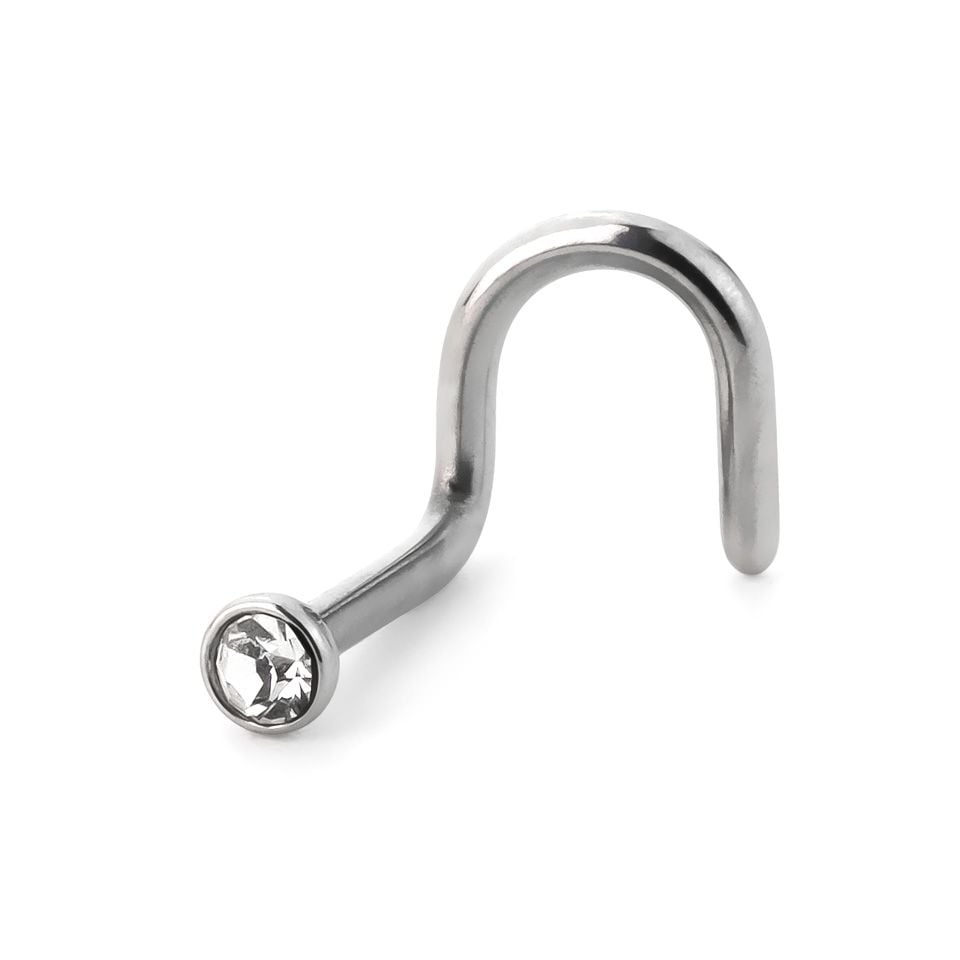 Nose screw made of surgical steel with different color stones