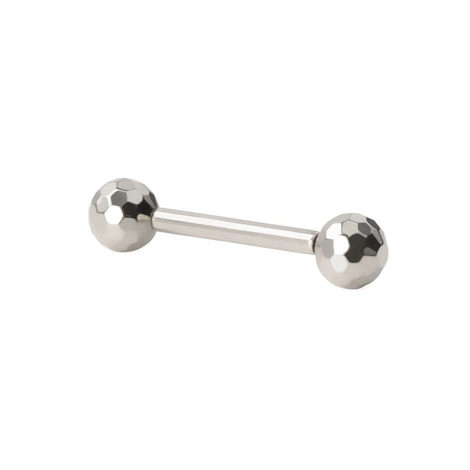 Titanium push in barbell with disco ball ends