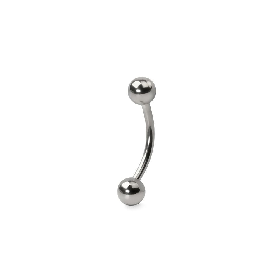 Curved barbell made of titanium