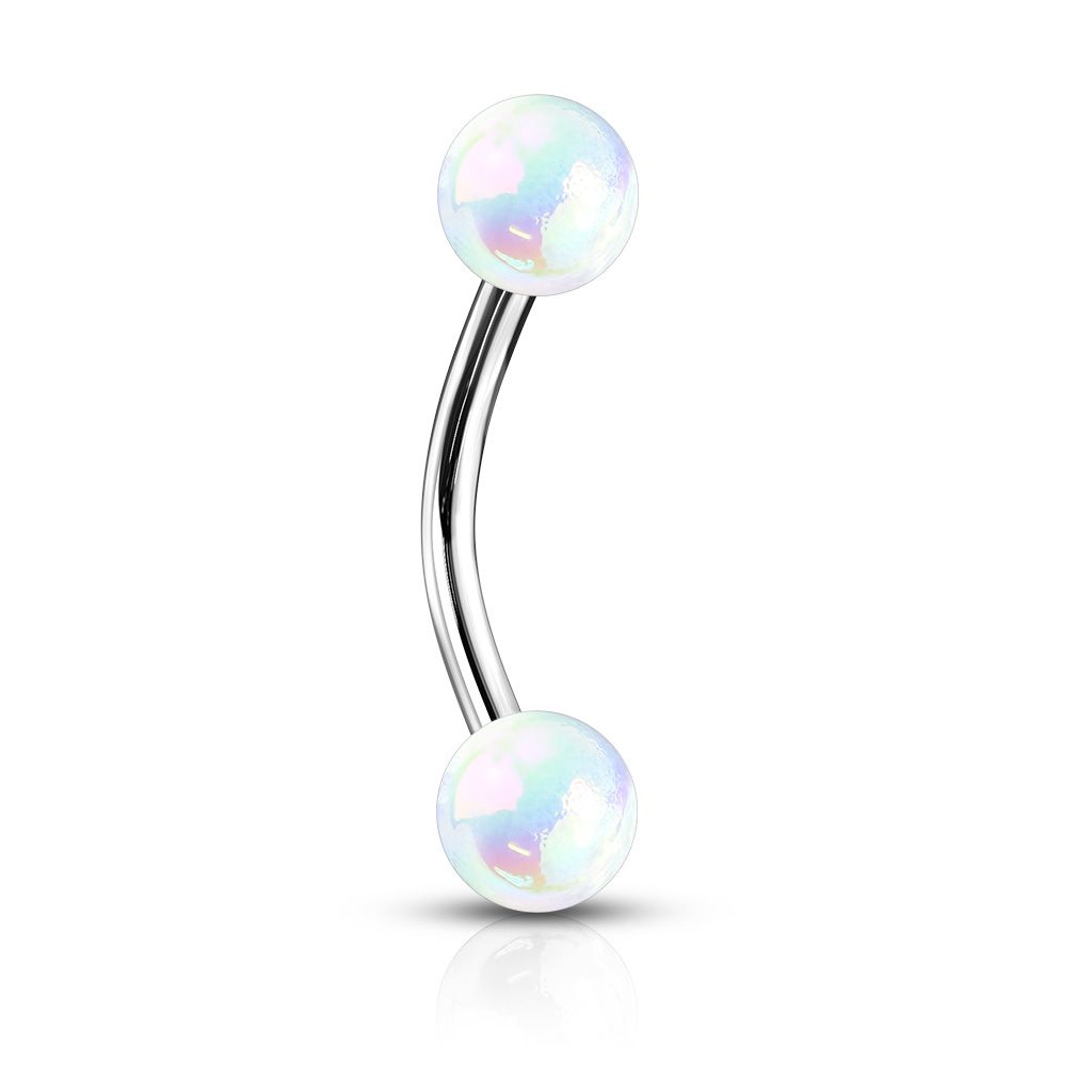 Curved barbell with metallic look balls