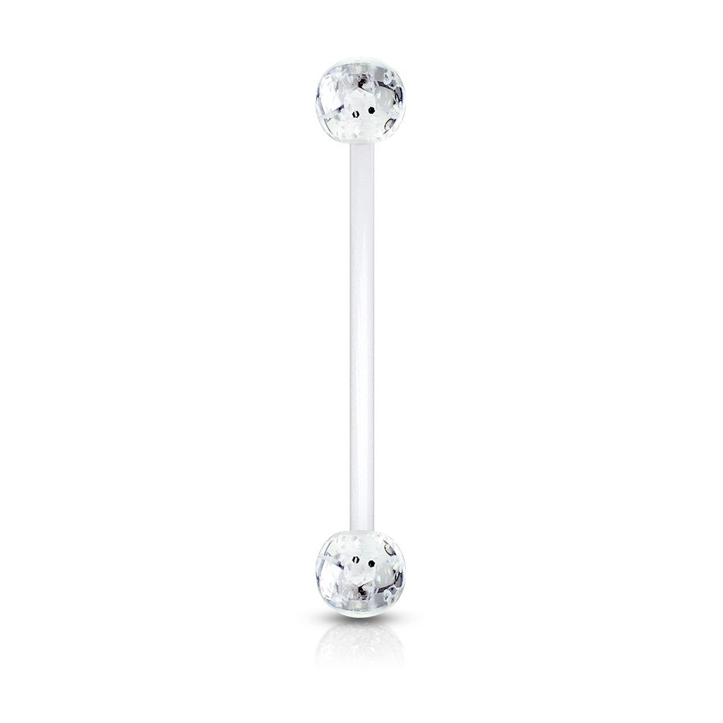 Pregnancy belly button ring with glitter balls