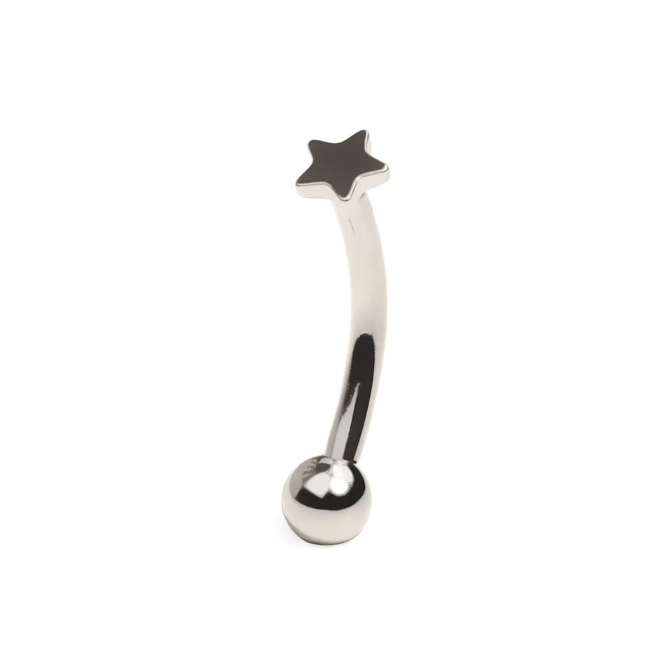 Curved titanium barbell with star