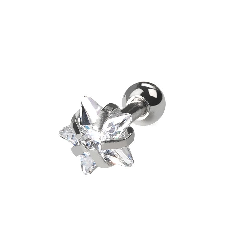 Ear piercing set with star-shaped gem