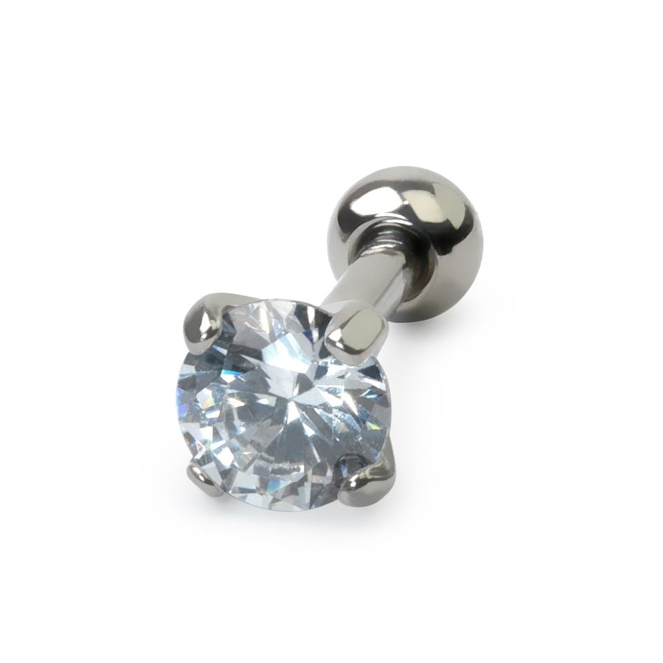 Barbell made of titanium with round stone
