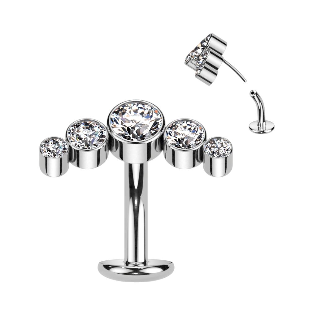 Floating titanium belly ring with crystals