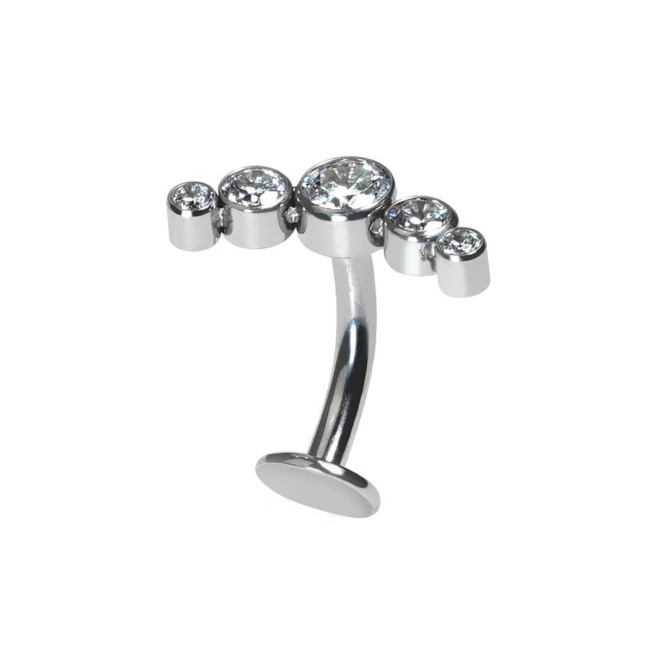 Floating titanium belly ring with crystals