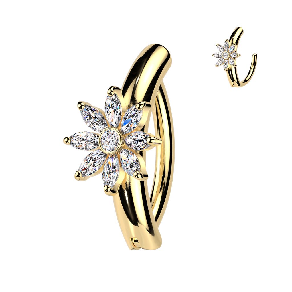 Belly clicker with sparkling flower