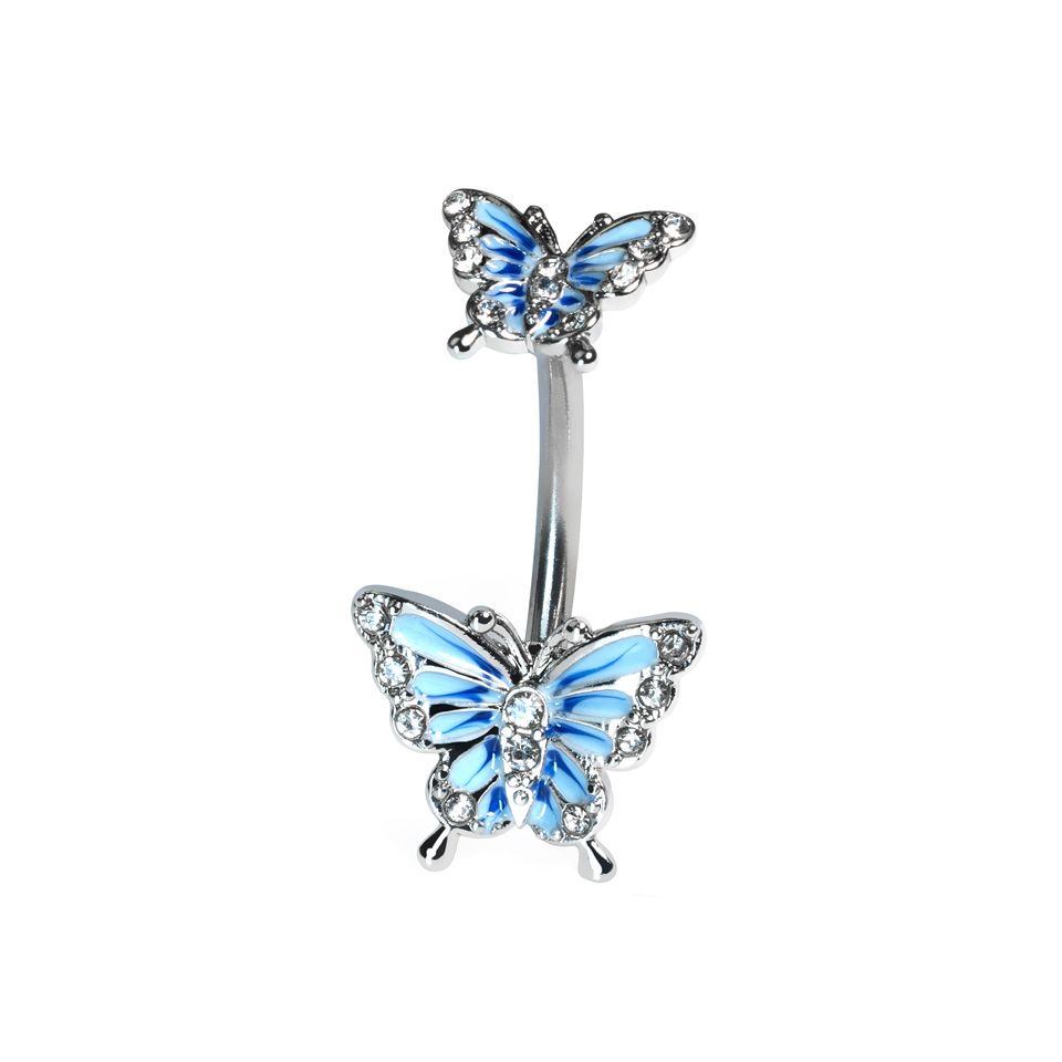 Double butterfly belly barbell