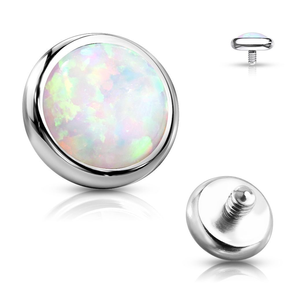 Flad dermal anchor med opalsten-Klar