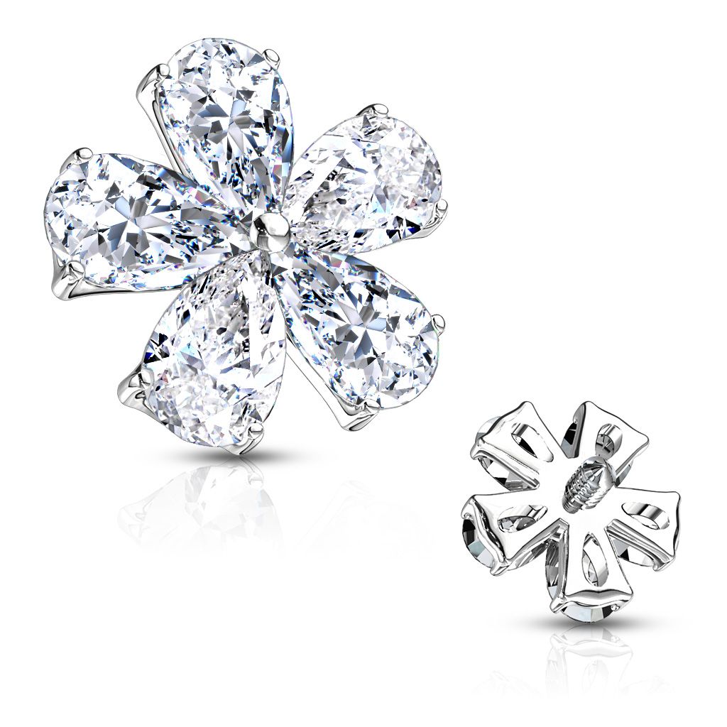 Dermal top flower charm with stones forming its leaves