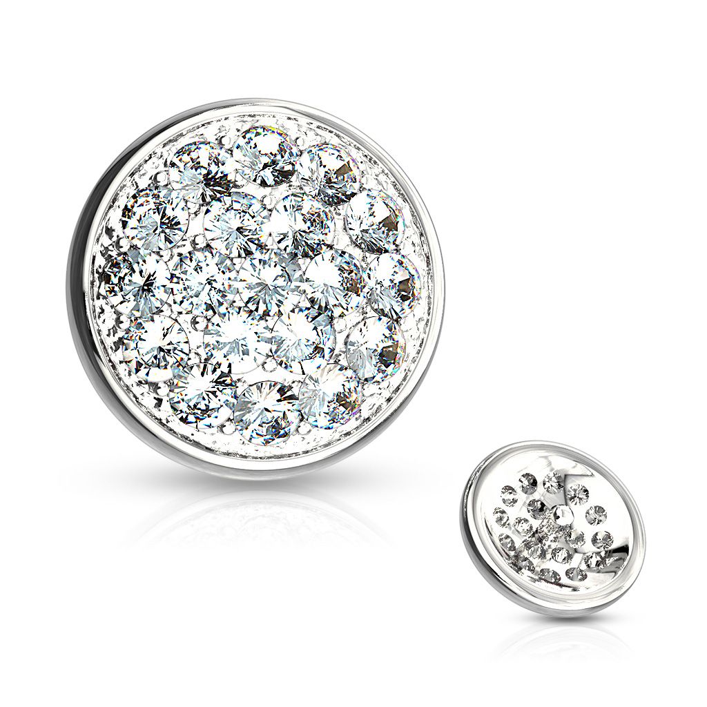 Dermal top made of 14k gold with encrusted stones-14K White gold
