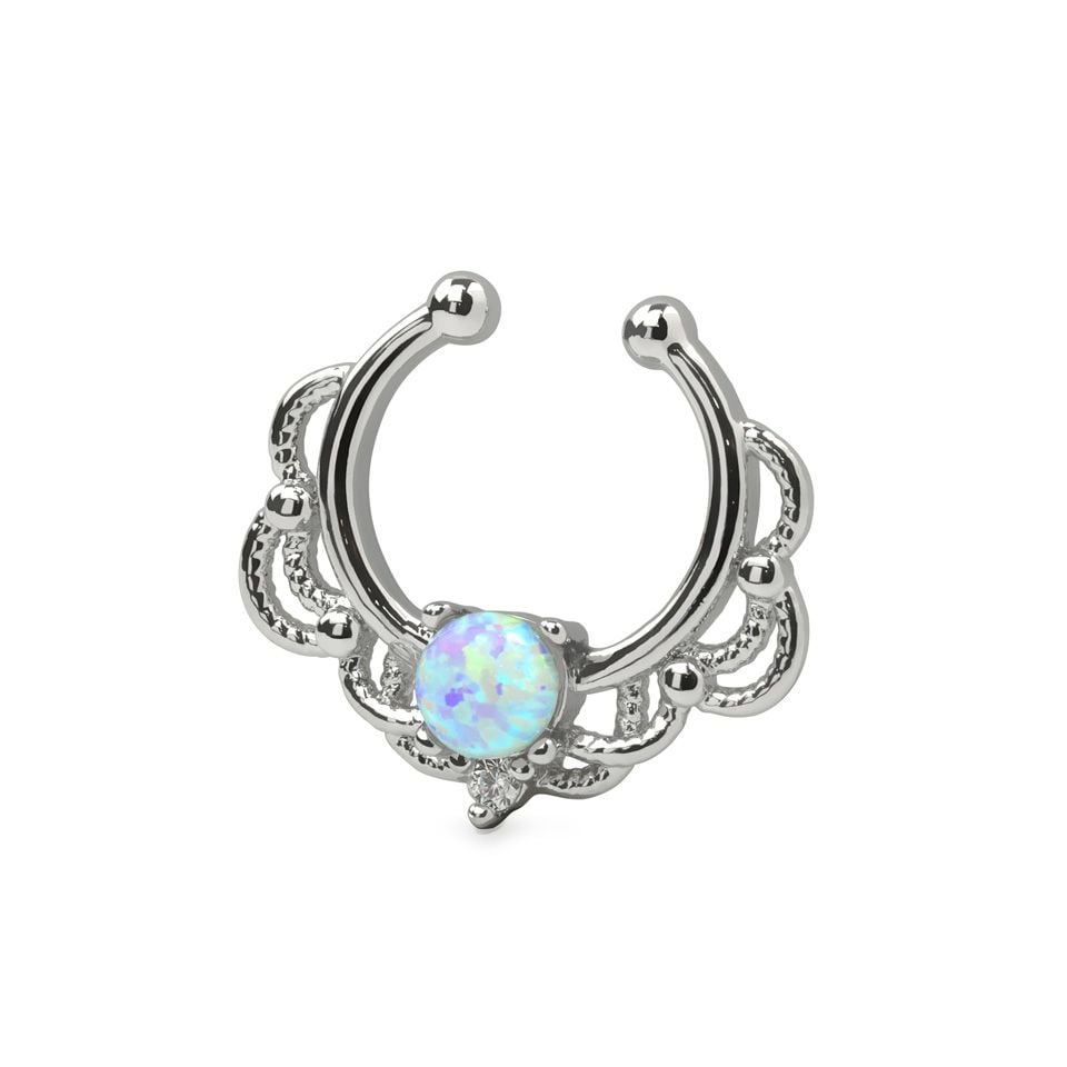 Lažni piercing za septum s opalnim kamenčićem i dizajnom lanca