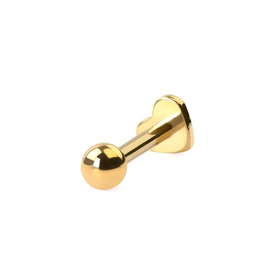 Double sided titanium labret with heart shaped flat back