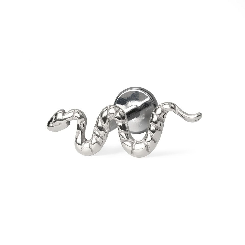 Push-in labret od titanija s motivom zmije