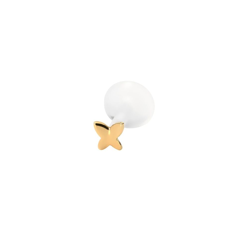 Labret s iglom od PTFE-a i leptirićem od 14K zlata