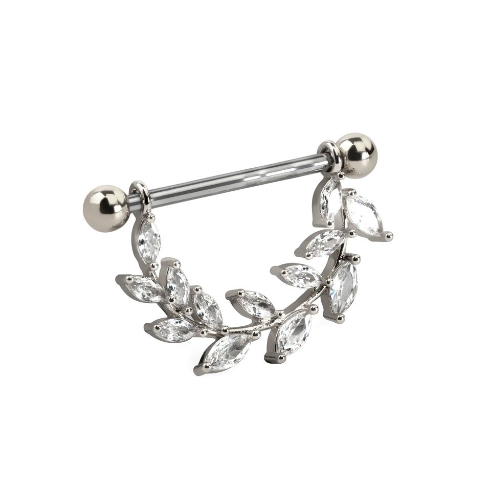 Nipple shield with studded leaves