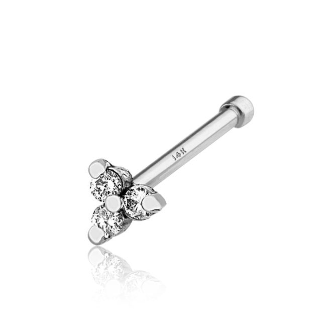 Spiralica za nos od 14K zlata s tri mala kamenčića