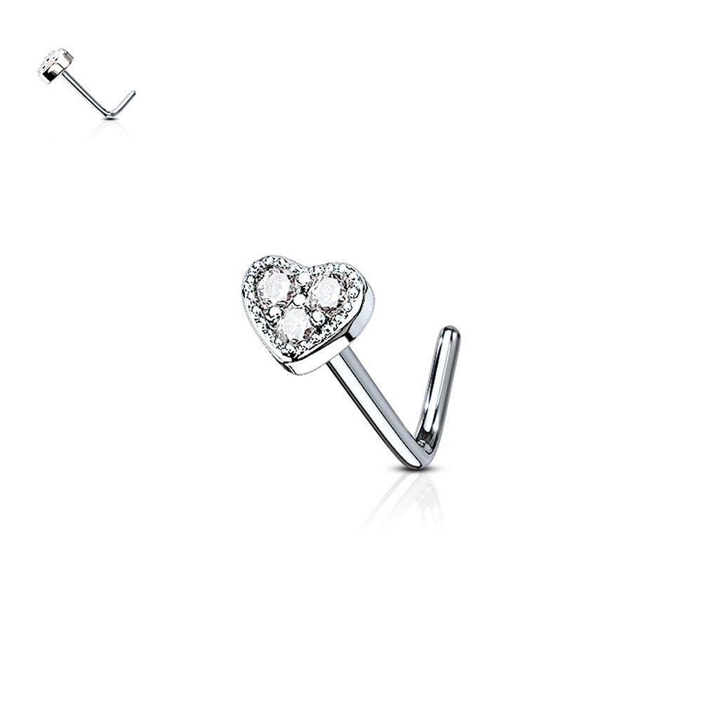 Nose ring with heart and three stones